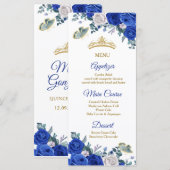 Royal Blue Quinceañera Menu Kaart (Voorkant / Achterkant)