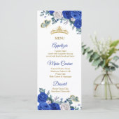 Royal Blue Quinceañera Menu Kaart (Staand voorkant)