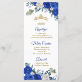 Royal Blue Quinceañera Menu Kaart (Voorkant)