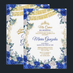 Royal Blue Quinceanera Mexican Girl 15th Birthday Kaart<br><div class="desc">Royal Blue Quinceanera en Rozen Mexican Girl 15th Birthday Invitation Mis Quince Anos,  15th Birthday, </div>
