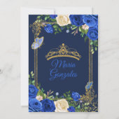 Royal Blue Quinceanera Mexican Girl 15th Birthday Kaart (Achterkant)