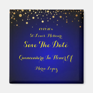 Royal Blue Quinceanera Save the Date Magnet
