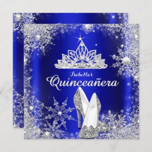 Royal Blue Quinceanera Silver Tiara 15th Birthday Kaart
