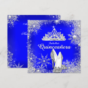 Royal Blue Quinceanera Silver Tiara 15th Birthday Kaart