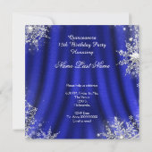 Royal Blue Quinceanera Silver Tiara 15th Birthday Kaart (Achterkant)