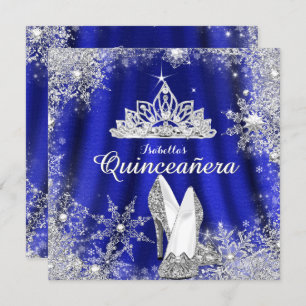 Royal Blue Quinceanera Silver Tiara 15th Birthday Kaart