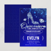 Royal Blue Quinceanera Sparkles Diamond Verjaardag Kaart (Voorkant / Achterkant)