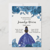 Royal Blue Quinceañera uitnodiging (Voorkant)