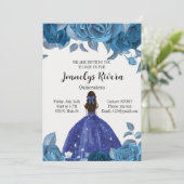 Royal Blue Quinceañera uitnodiging (Staand voorkant)