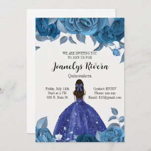 Royal Blue Quinceañera uitnodiging