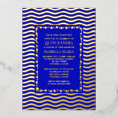 Royal Blue Quinceañera Uitnodiging Glam Sparkle Fu (Voorkant)