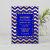 Royal Blue Quinceañera Uitnodiging Glam Sparkle Fu (Staand Voorkant)
