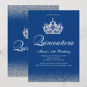 Royal Blue Quinceanera Uitnodigingen