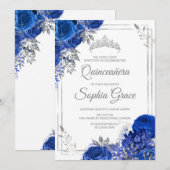 Royal Blue Quinceañera Vlinders Mis Quince Kaart (Voorkant / Achterkant)