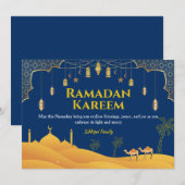 Royal Blue Ramadan Mubarak Wenskaart Feestdagenkaart (Voorkant / Achterkant)