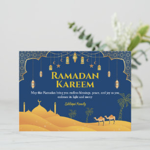 Royal Blue Ramadan Mubarak Wenskaart Feestdagenkaart