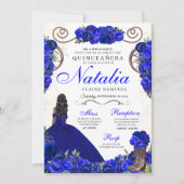 Royal Blue Ranchero Princess Quinceanera Kaart (Voorkant)