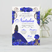 Royal Blue Ranchero Princess Quinceanera Kaart (Staand voorkant)
