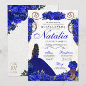 Royal Blue Ranchero Princess Quinceanera Kaart (Voorkant / Achterkant)