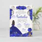 Royal Blue Ranchero Princess Quinceanera Kaart (Staand voorkant)