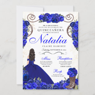Royal Blue Ranchero Princess Quinceanera Kaart
