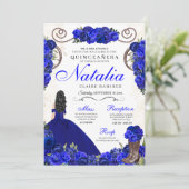 Royal Blue Ranchero Princess Quinceanera Kaart (Staand voorkant)