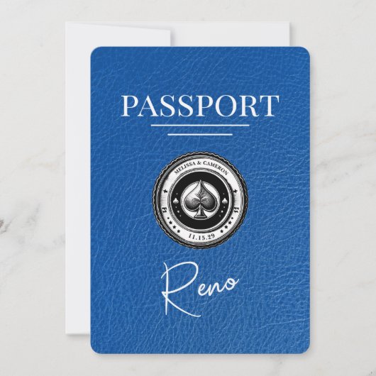 Royal Blue Reno Passport Bewaar de datum Save The Date (Voorkant)