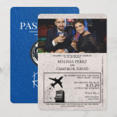 Royal Blue Reno Passport Uitnodiging (Voorkant / Achterkant)