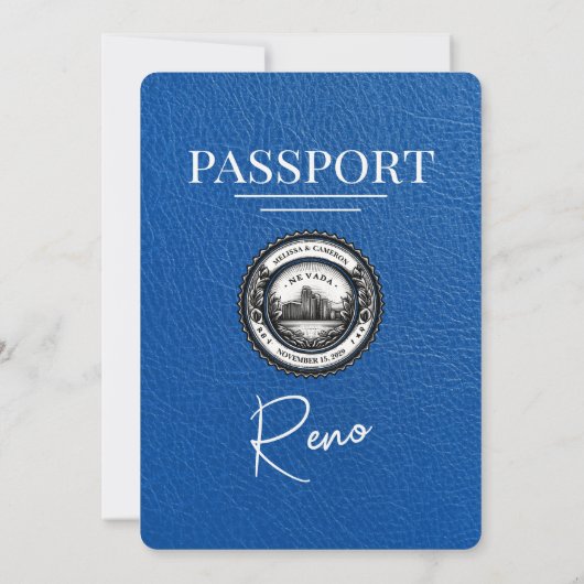 Royal Blue Reno Passport Uitnodiging (Achterkant)