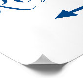 Royal Blue Restrooms Sign - Pijlrichting links Poster (Hoek)