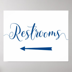 Royal Blue Restrooms Sign - Pijlrichting links Poster