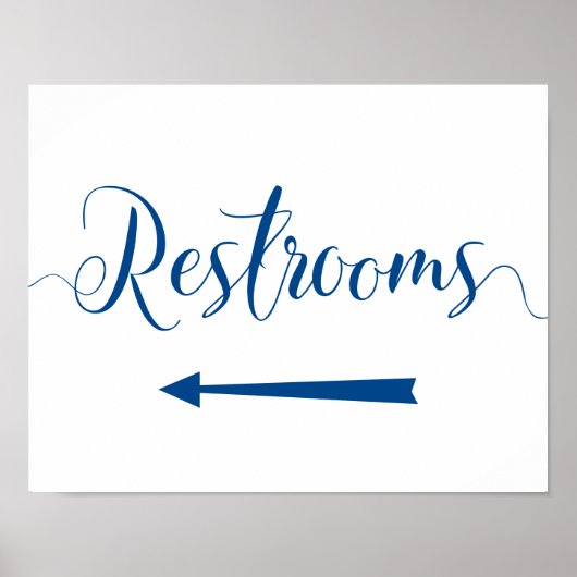 Royal Blue Restrooms Sign - Pijlrichting links Poster (Voorkant)