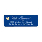 Royal Blue Retouradreslabel met hart en naam Etiket (Voorkant)
