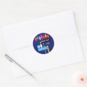 Royal Blue Retro Bowling Birthday Party Ronde Sticker (Envelop)
