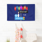Royal Blue Retro Bowling Birthday Party Spandoek (Insitu)