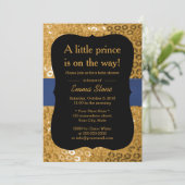 Royal Blue Ribbon Black & Gold Baby shower Kaart (Staand voorkant)