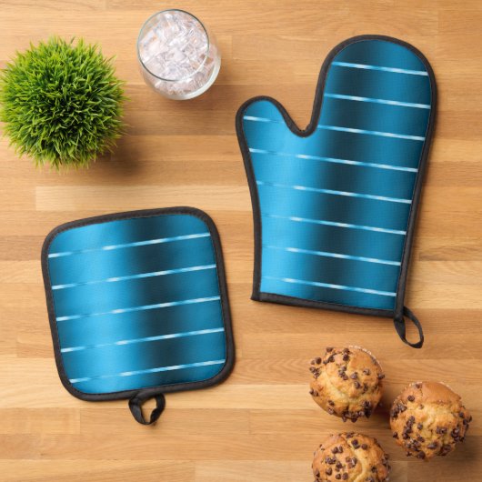 Royal Blue Ribbon Bow Vrijgezellenfeest Ovenwant & Pannenlap Set (Top down)