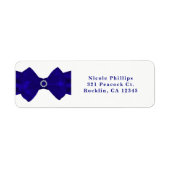 Royal Blue Ribbon & Diamonds Elegant Invitation Etiket (Voorkant)