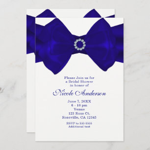 Royal Blue Ribbon & Diamonds Elegant Invitations Kaart