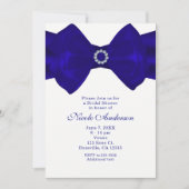 Royal Blue Ribbon & Diamonds Elegante uitnodiginge Kaart (Voorkant)