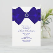 Royal Blue Ribbon & Diamonds Elegante uitnodiginge Kaart (Staand voorkant)