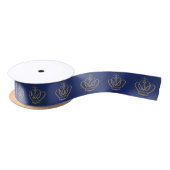 Royal Blue Ribbon met Gold Crowns Satijnen Lint (Spoel)