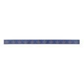Royal Blue Ribbon met Gold Crowns Satijnen Lint (Voorkant)