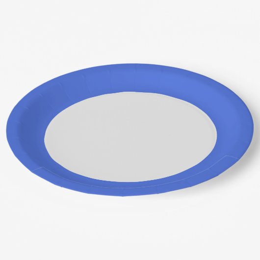 Royal Blue Rim Paper Plate – Customizable Papieren Bordje (Gekanteld)