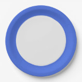 Royal Blue Rim Paper Plate – Customizable Papieren Bordje (Voorkant)