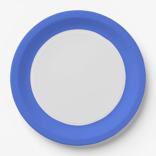 Royal Blue Rim Paper Plate – Customizable Papieren Bordje (Voorkant)