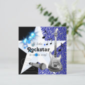 Royal Blue Rock Star Baby shower Kaart (Staand voorkant)