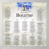 Royal Blue Romantic Heart Leaf Tree Poster (Voorkant)