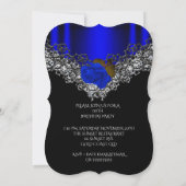 Royal Blue Roos Birthday Party Lace Black Silver Kaart (Achterkant)