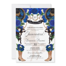 Royal Blue Roos & Black Western Charro Quinceanera